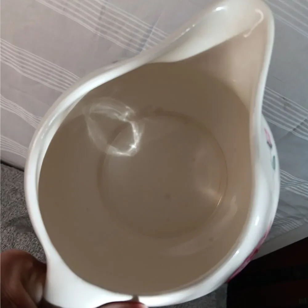 Vintage 48 Ounce Ceramic Pitcher Rhythm Rose Pattern by Household Institute